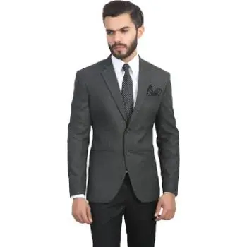 Manq Solid Single Breasted Formal Wedding Men Blazer